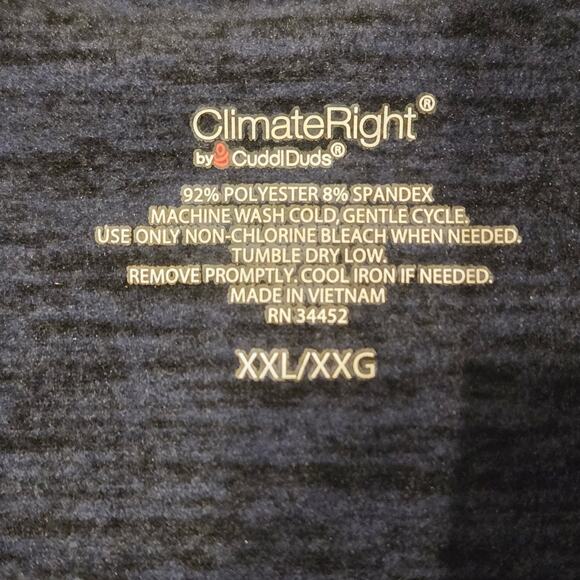 CuddlDuds ClimateRight Soft Knit Thumbholes Long Sleeve Crew Blue Black XXL - Picture 5 of 7